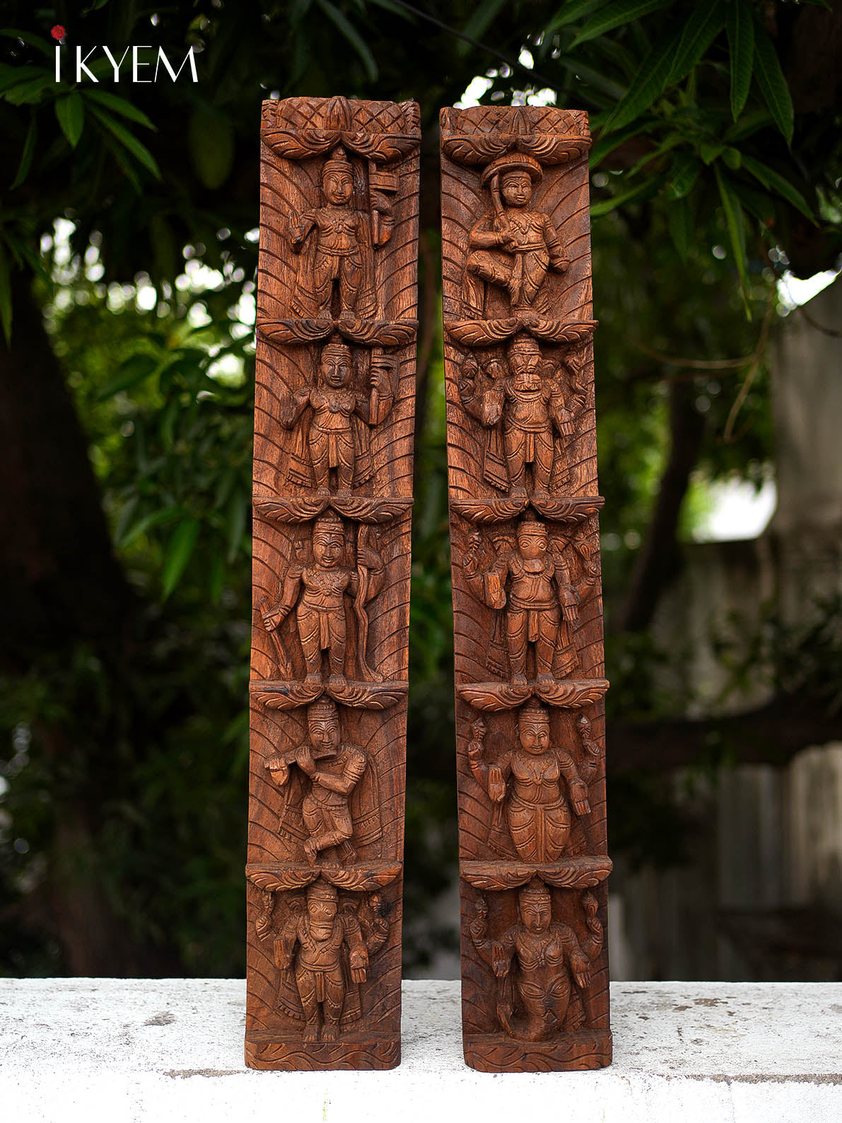 Wood Dasavatharam Panel (Pair) 4 Feet