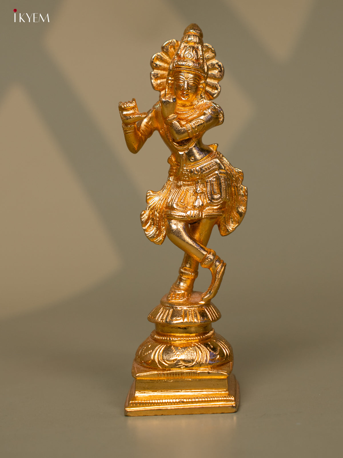 24 KT Gold Coated Standing Krishna with Flute - Pooja Article