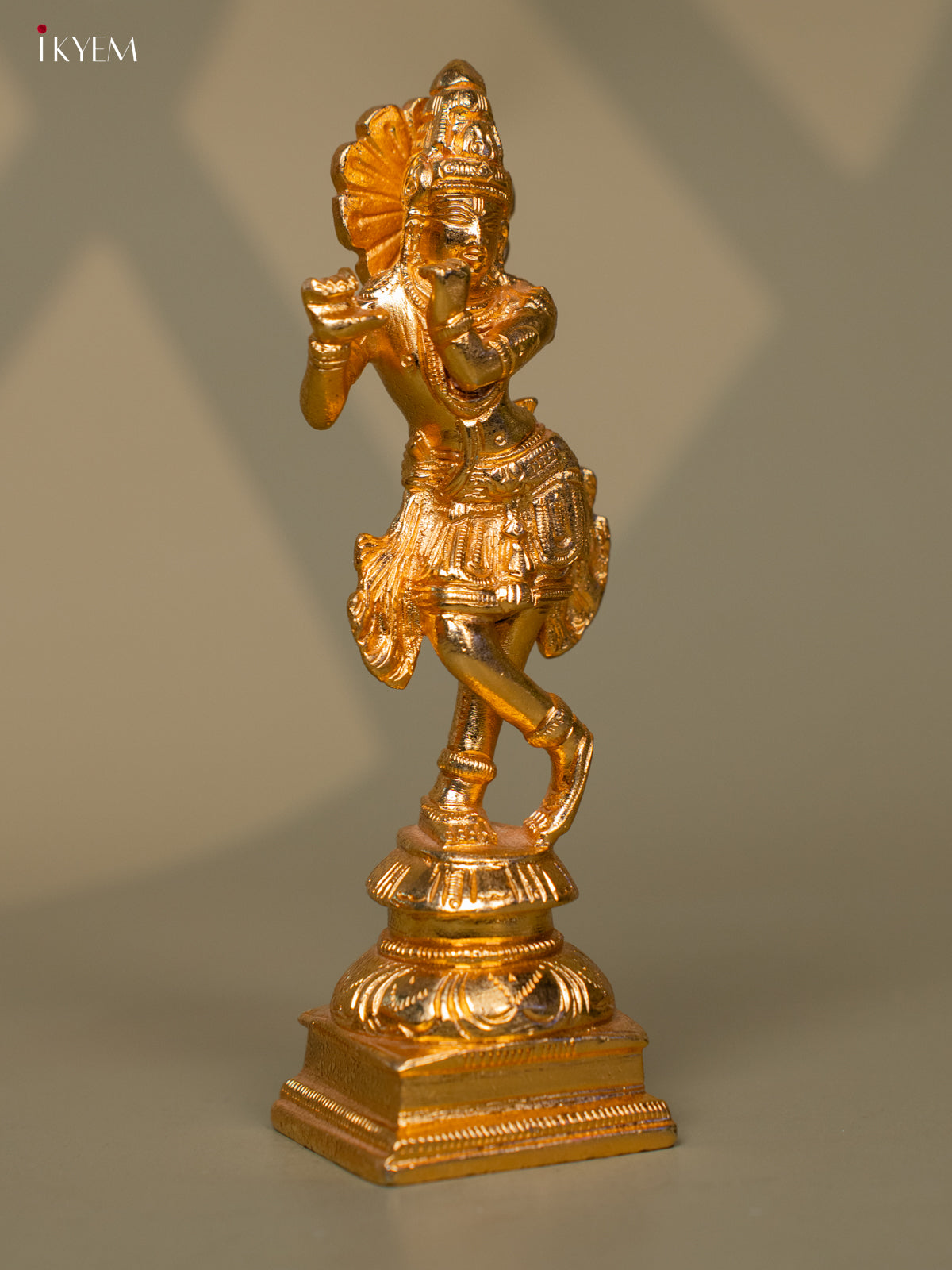 24 KT Gold Coated Standing Krishna with Flute - Pooja Article