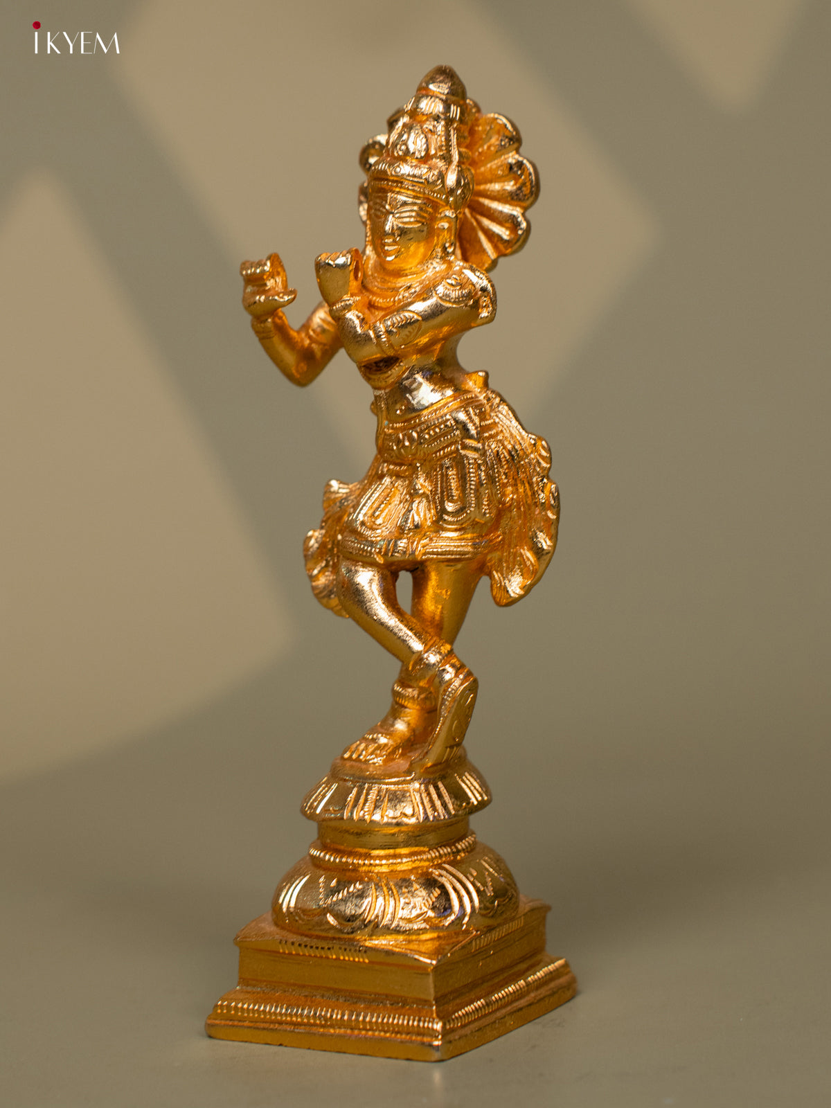 24 KT Gold Coated Standing Krishna with Flute - Pooja Article