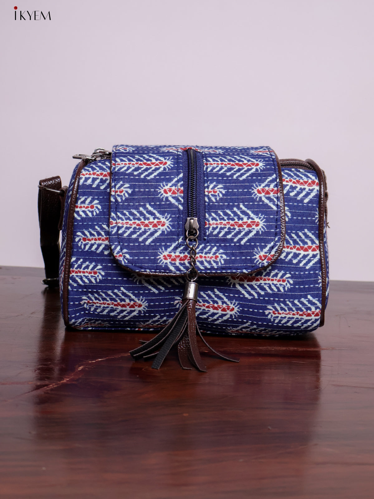 Cotton Printed Sling Bag - Floral Indigo - KL20143