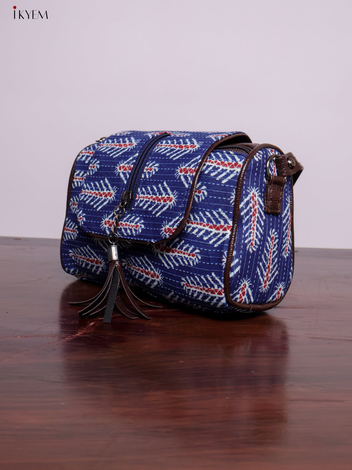 Cotton Printed Sling Bag - Floral Indigo - KL20143