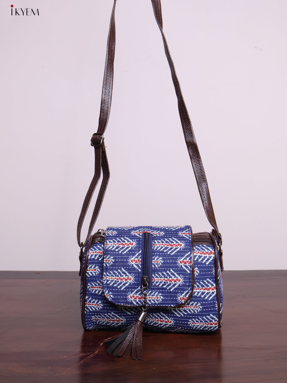 Cotton Printed Sling Bag - Floral Indigo - KL20143