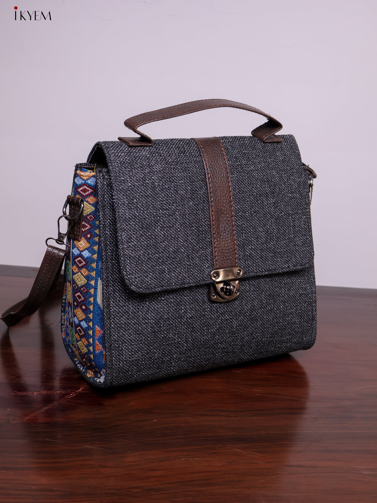 Jacquard Sling Bag - Navy Blue - KL20120