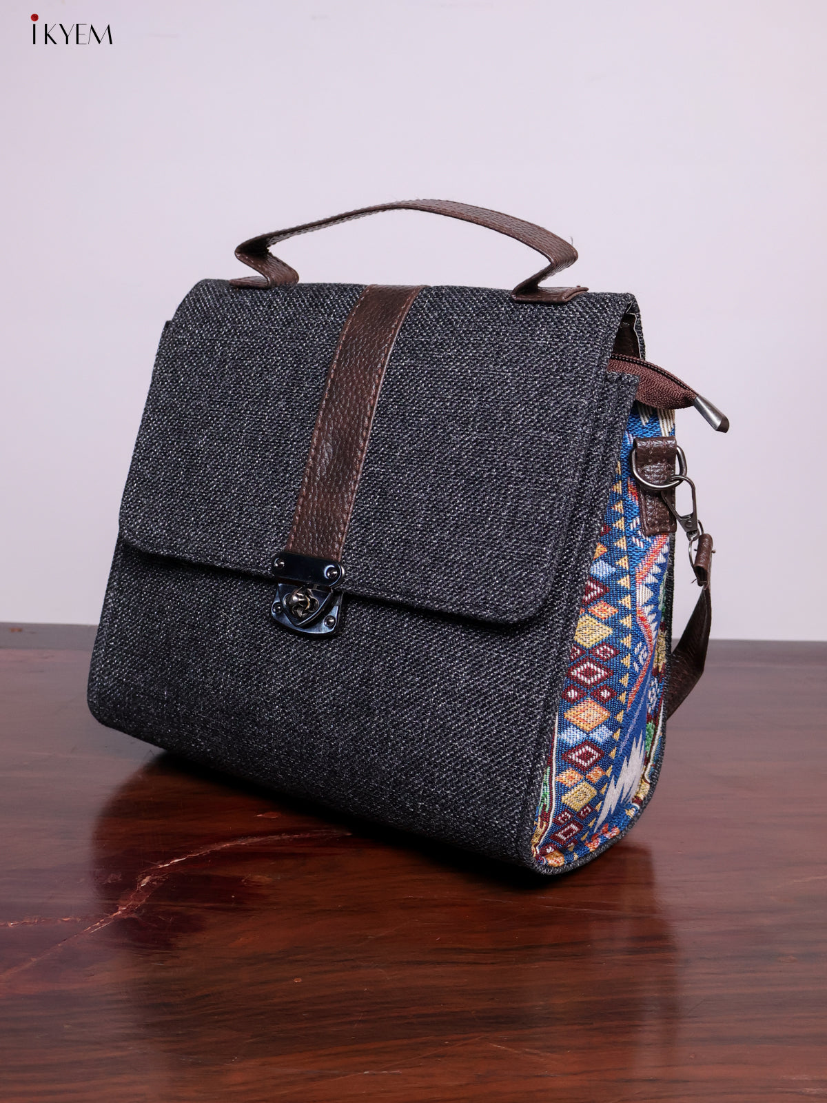 Jacquard Sling Bag - Navy Blue - KL20120