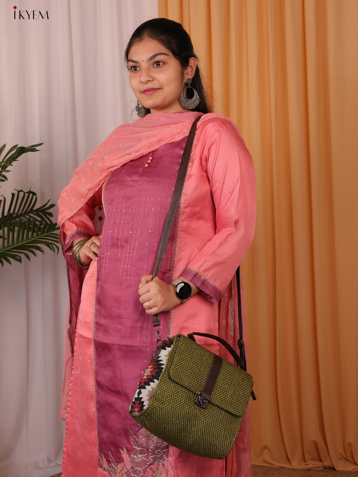 Jacquard Sling Bag - Green - KL20119