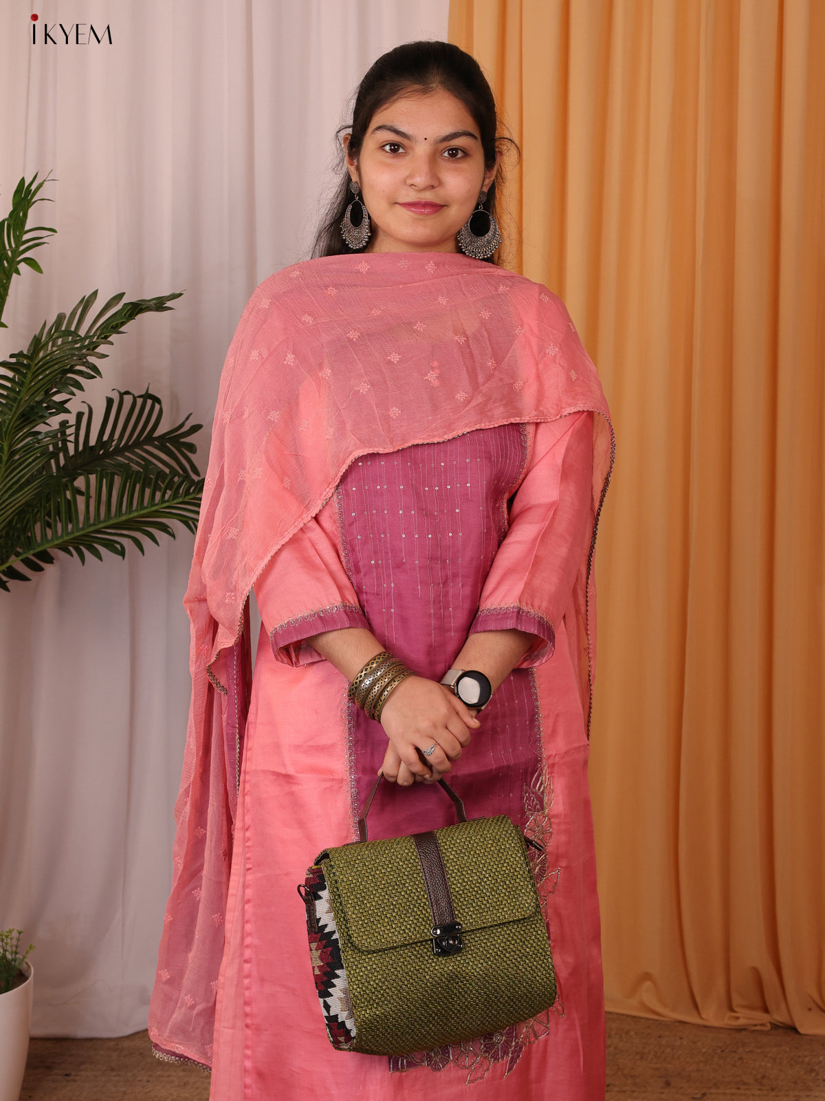 Jacquard Sling Bag - Green - KL20119