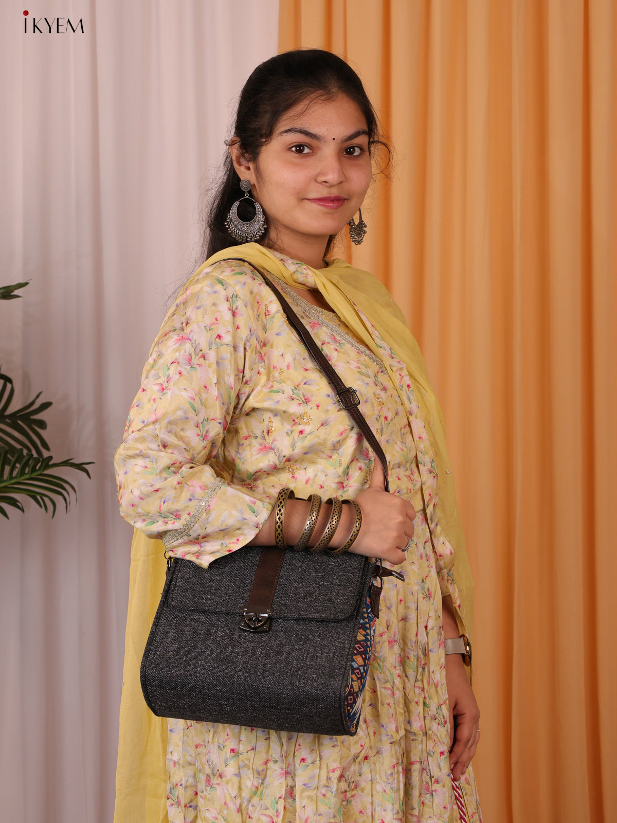 Jacquard Sling Bag - Navy Blue - KL20120