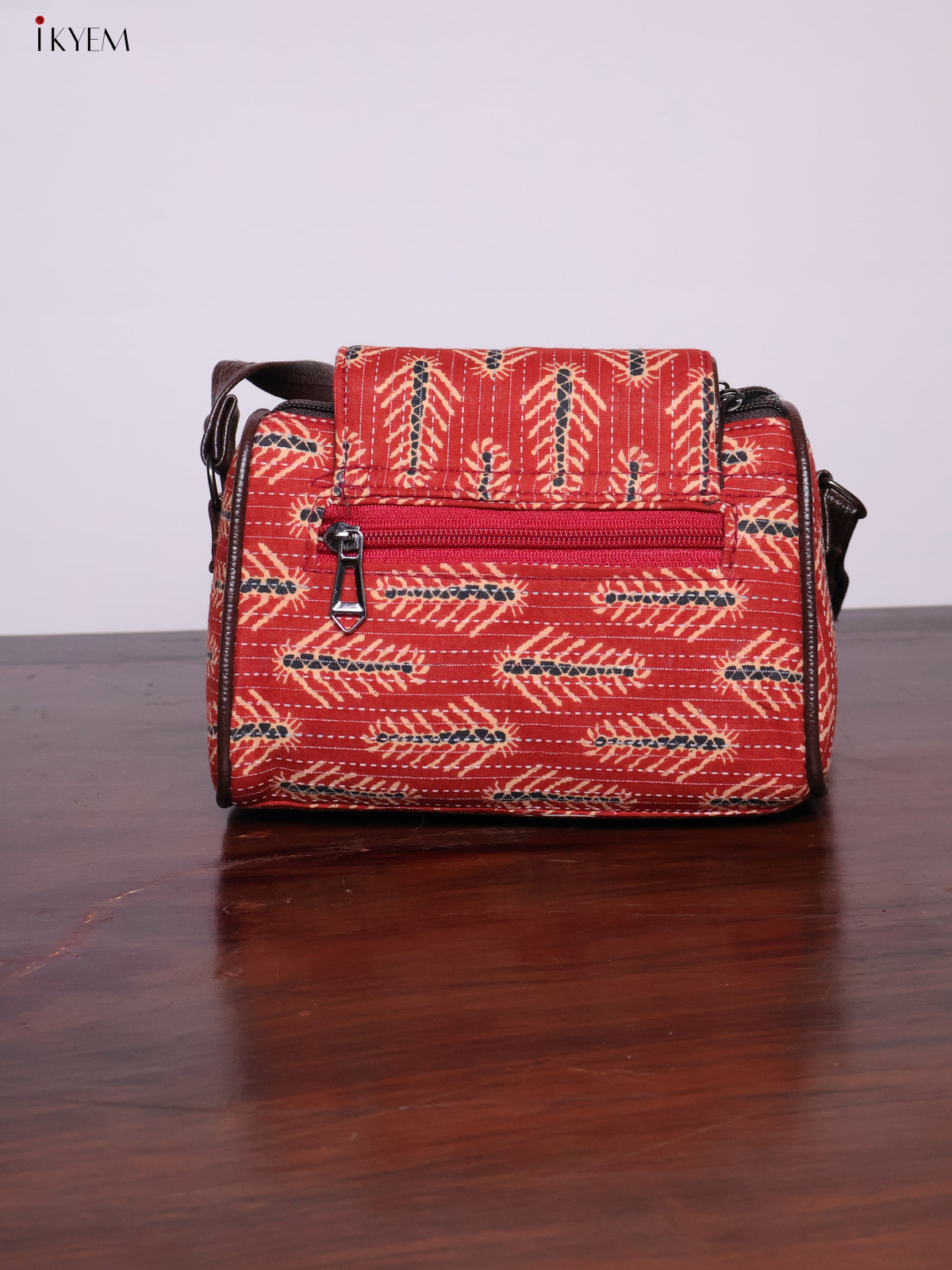 Cotton Printed Sling Bag - Brick Red - KL20136