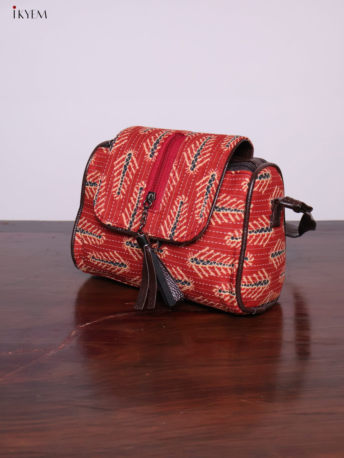 Cotton Printed Sling Bag - Brick Red - KL20136