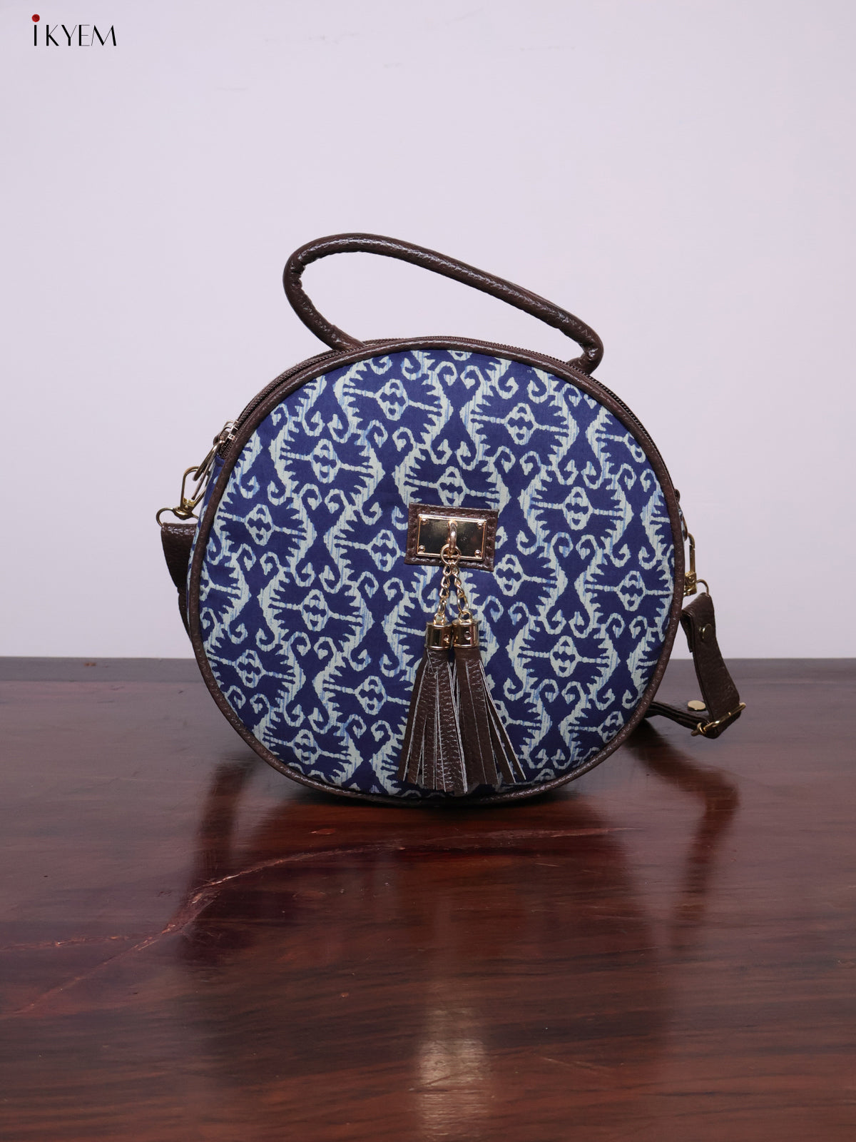 Printed Round Sling Bag - Ajrakh - KL20151