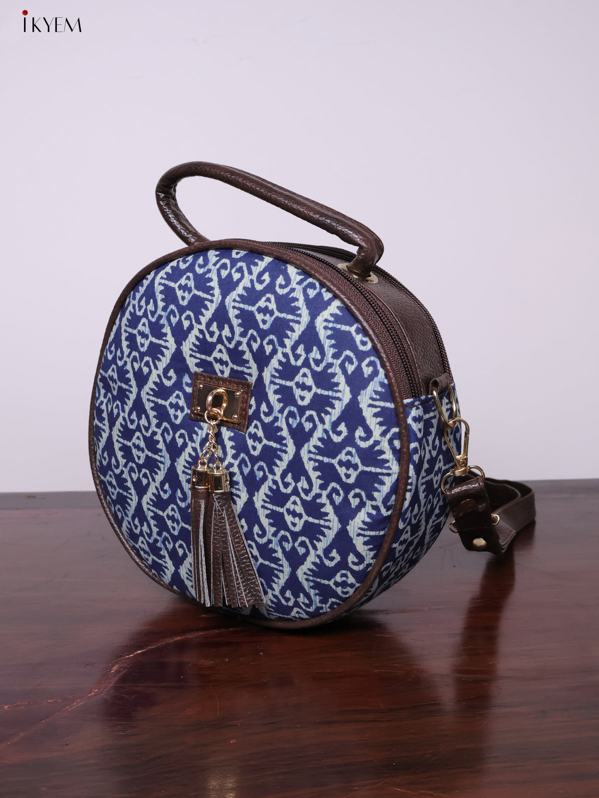 Printed Round Sling Bag - Ajrakh - KL20151