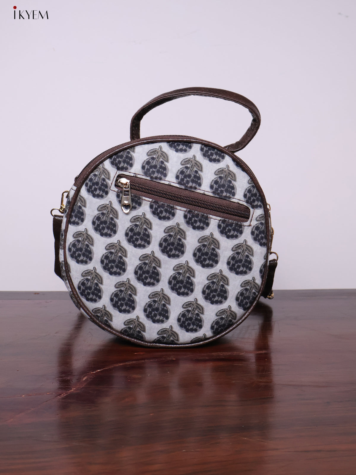 Printed Round Sling Bag - Ajrakh - KL20154