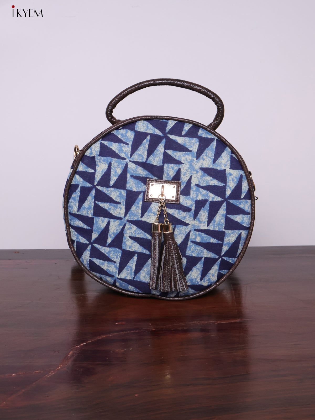 Printed Round Sling Bag - Ajrakh - KL20153