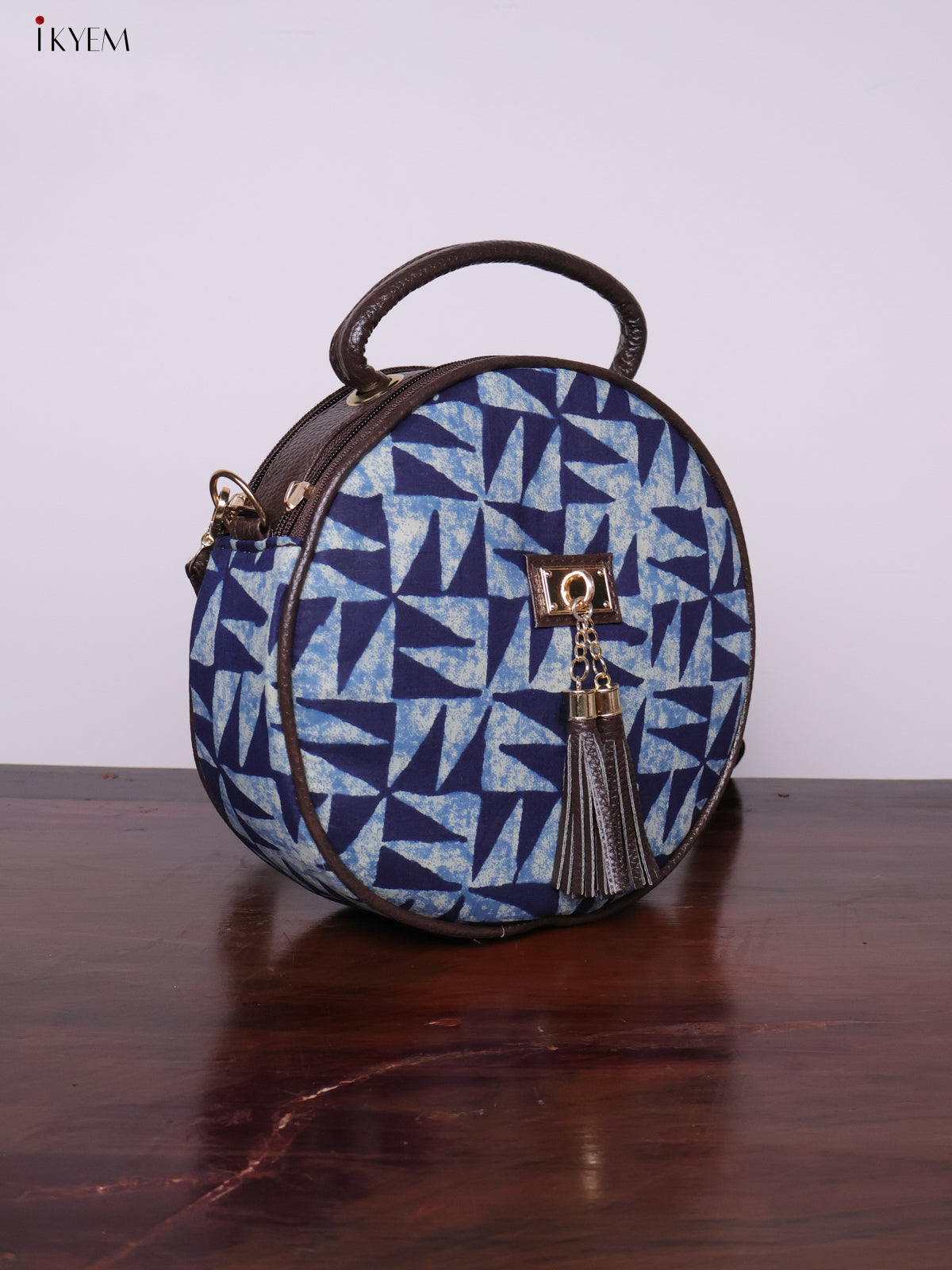 Printed Round Sling Bag - Ajrakh - KL20153