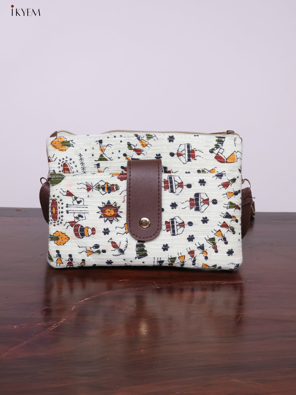 Cotton Printed Sling Bag - White - KL20121