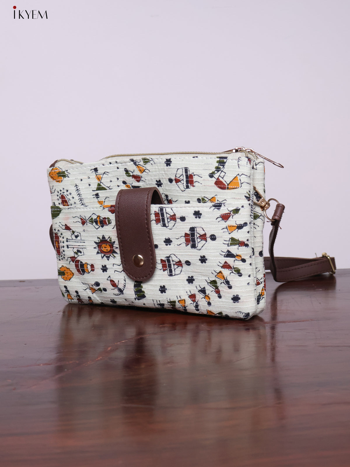 Cotton Printed Sling Bag - White - KL20121