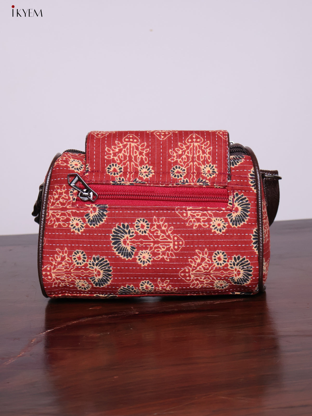 Cotton Printed Sling Bag - Floral Red - KL20141