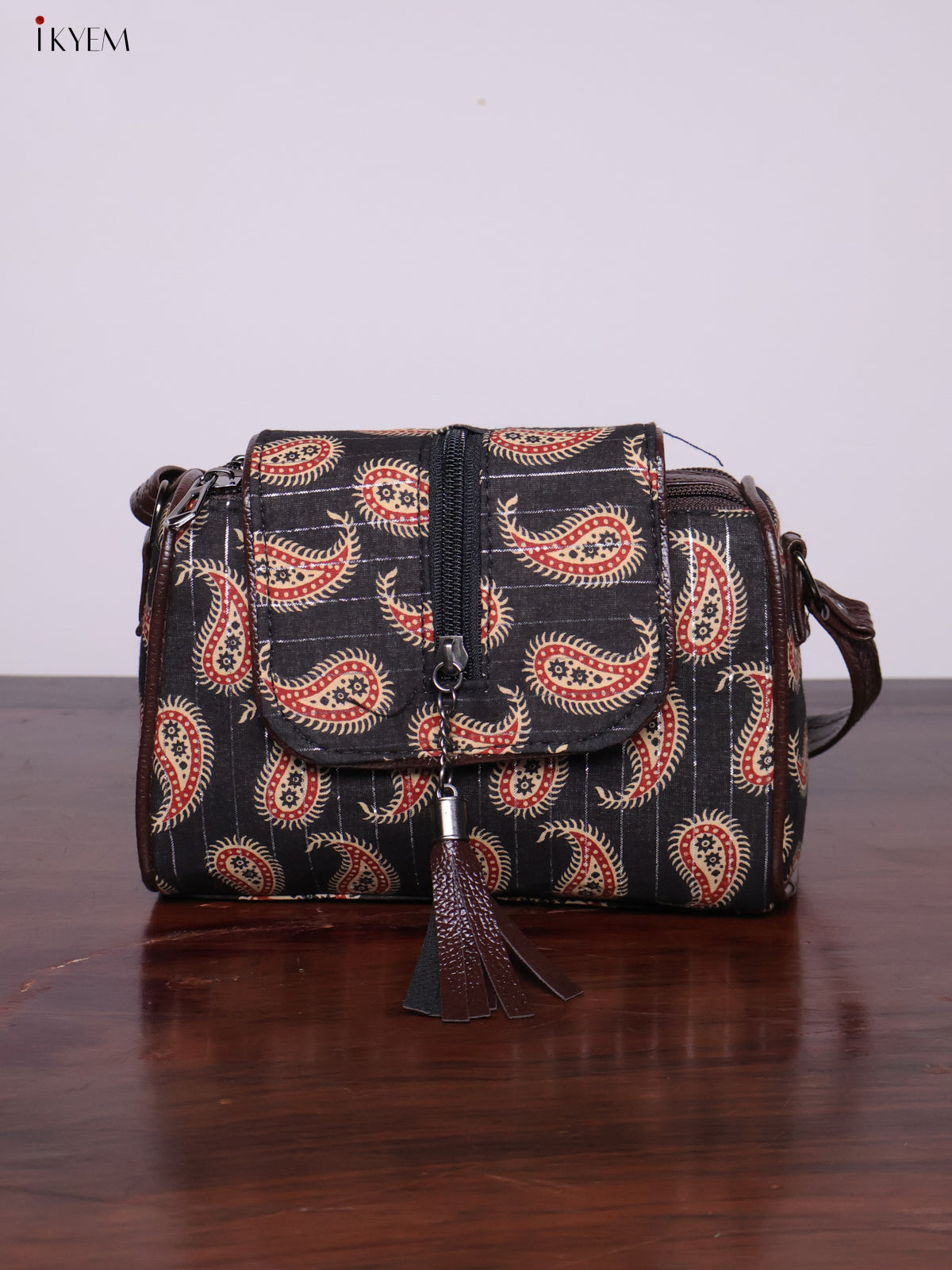 Cotton Printed Sling Bag - Black - KL20137