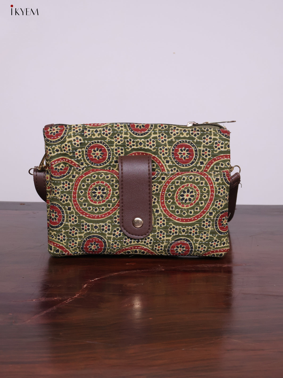 Cotton Printed Sling Bag - Green - KL20123