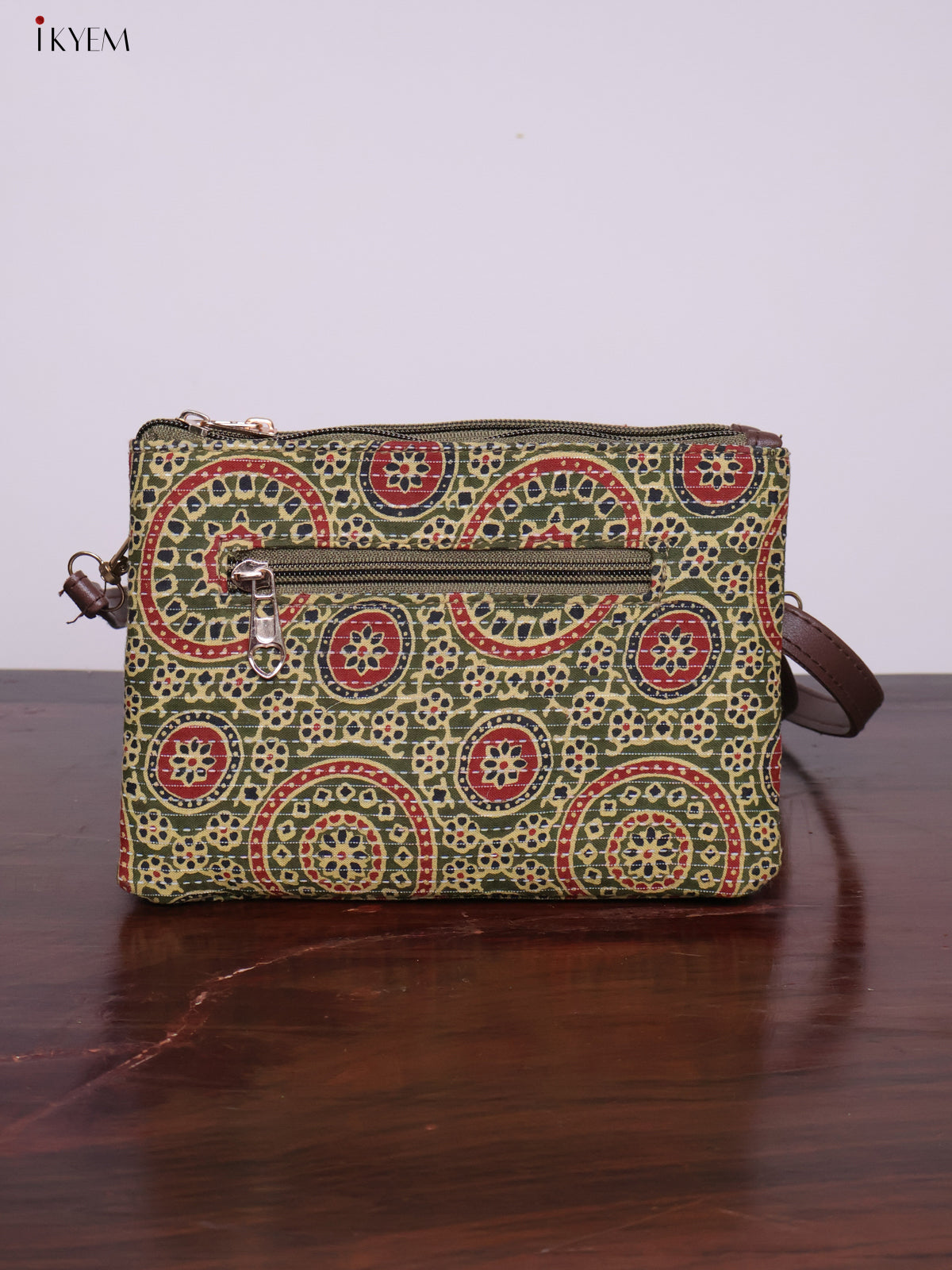 Cotton Printed Sling Bag - Green - KL20123