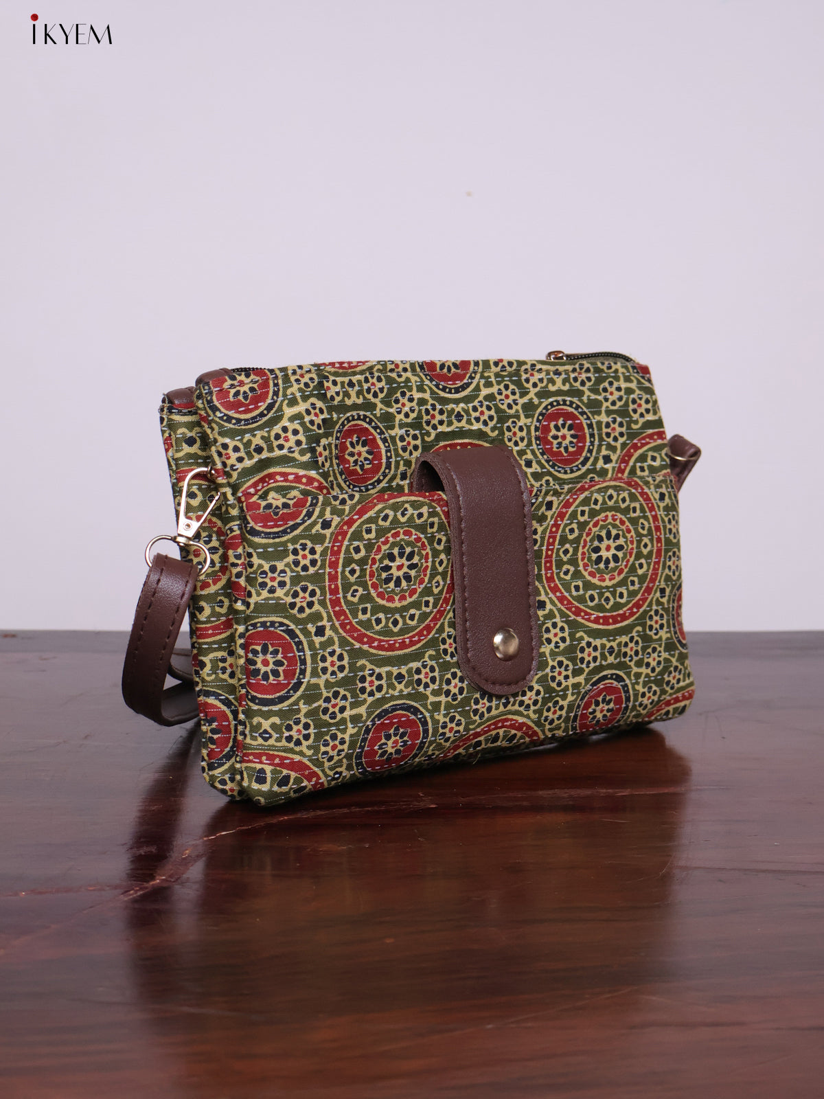 Cotton Printed Sling Bag - Green - KL20123