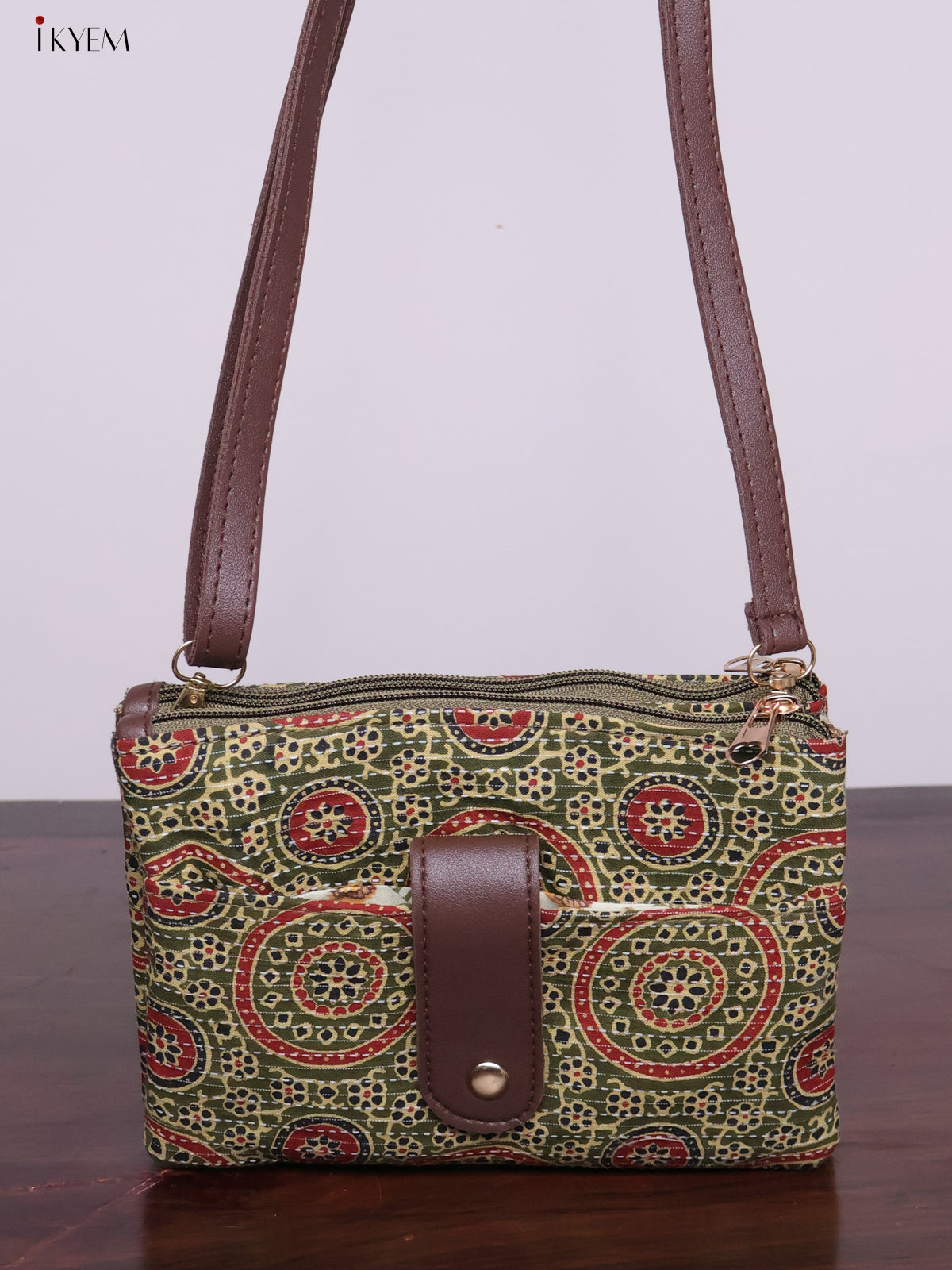 Cotton Printed Sling Bag - Green - KL20123