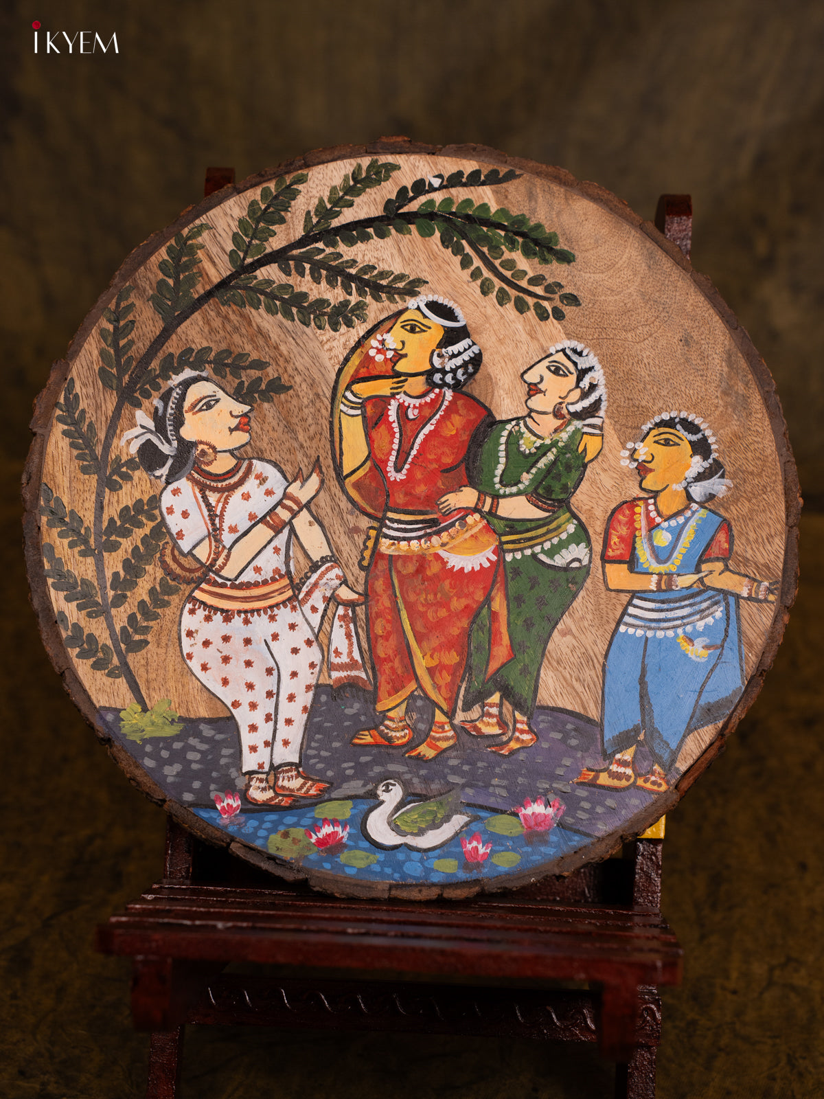 Pattachitra Art Painting -Radha with Gopikas (10x10) - KA04116