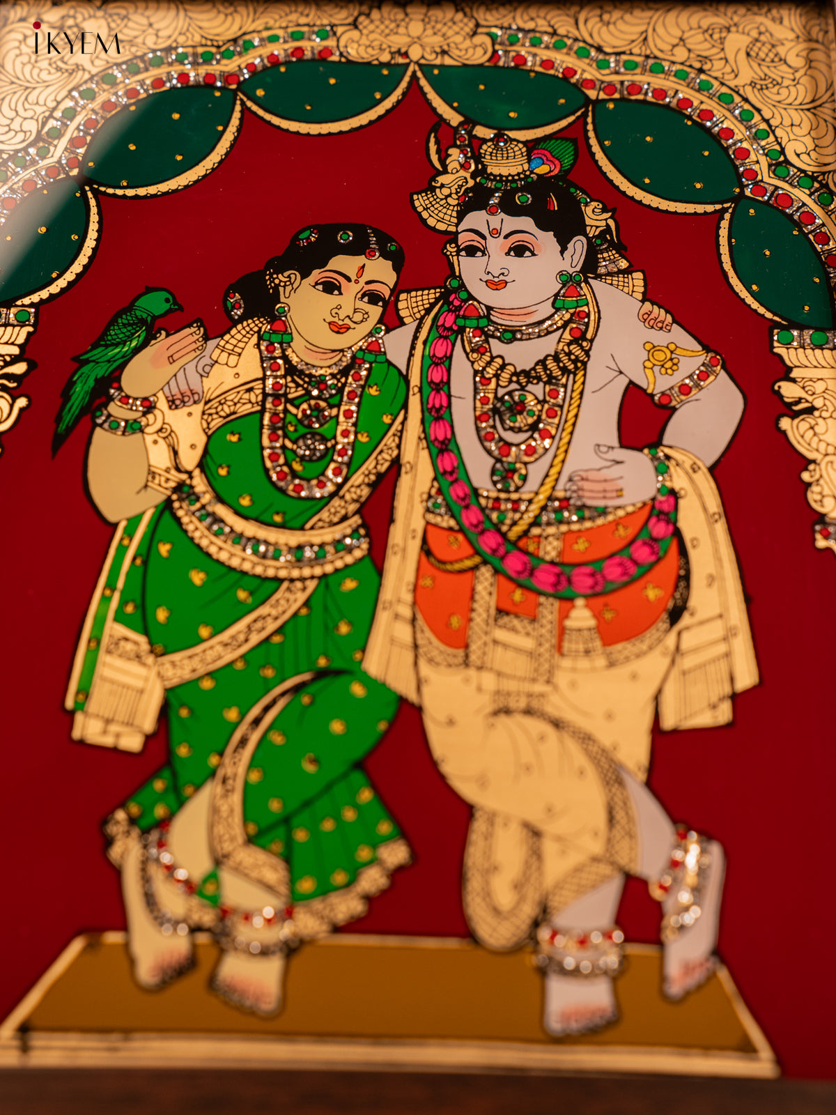 Reverse Glass Painted Photo Frame (10x8) - Radha & Krishna - KA07123