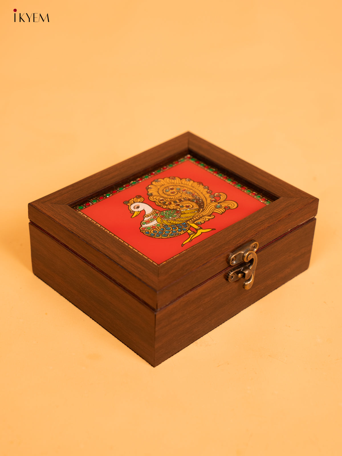 Reverse Glass Painted Jewel box (6x5) - Annapakshi - KA07128