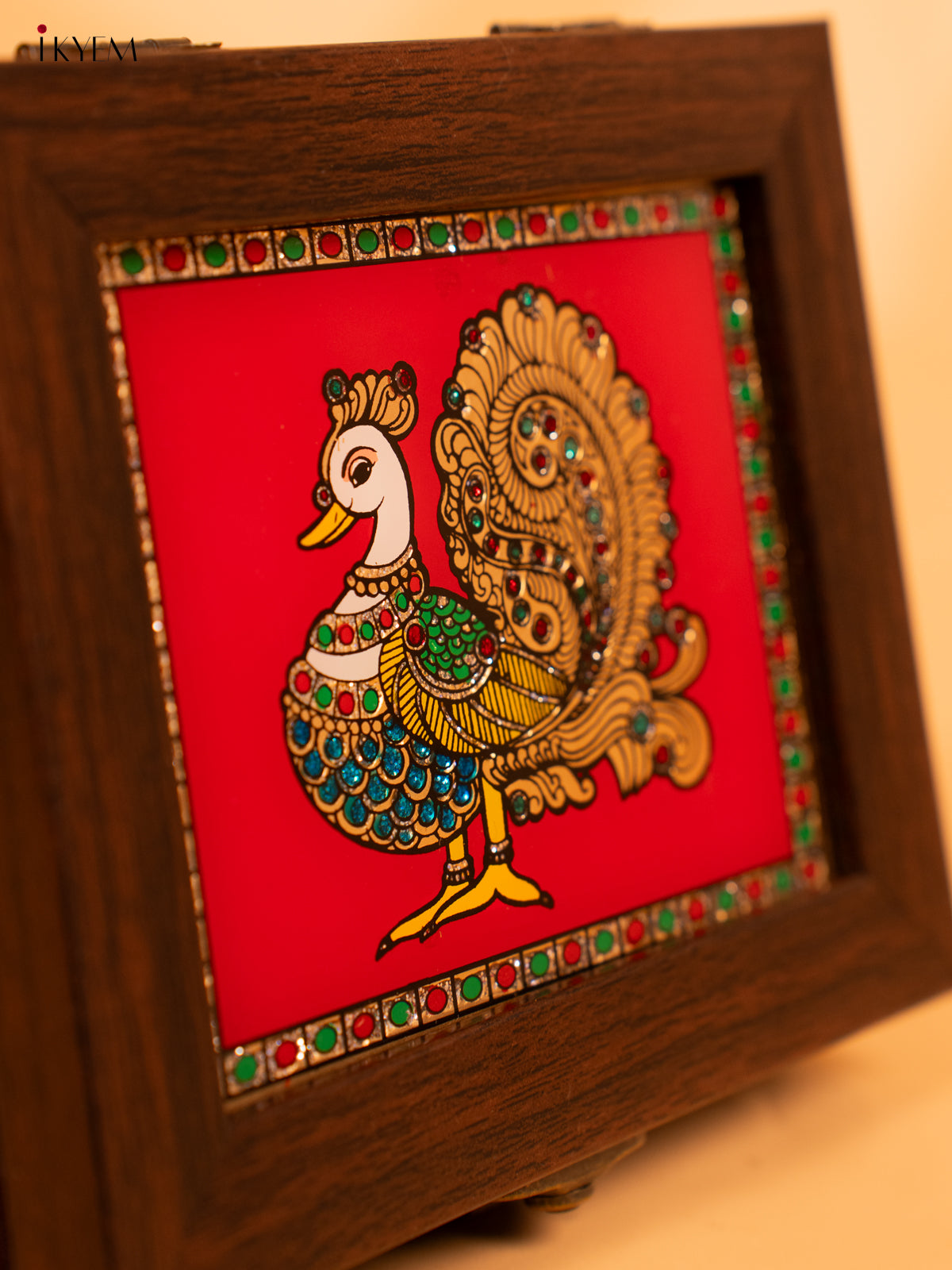 Reverse Glass Painted Jewel box (6x5) - Annapakshi - KA07128