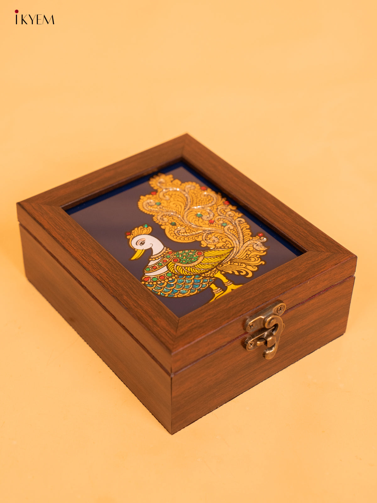 Reverse Glass Painted Jewel box (6x5) - Annapakshi - KA07128