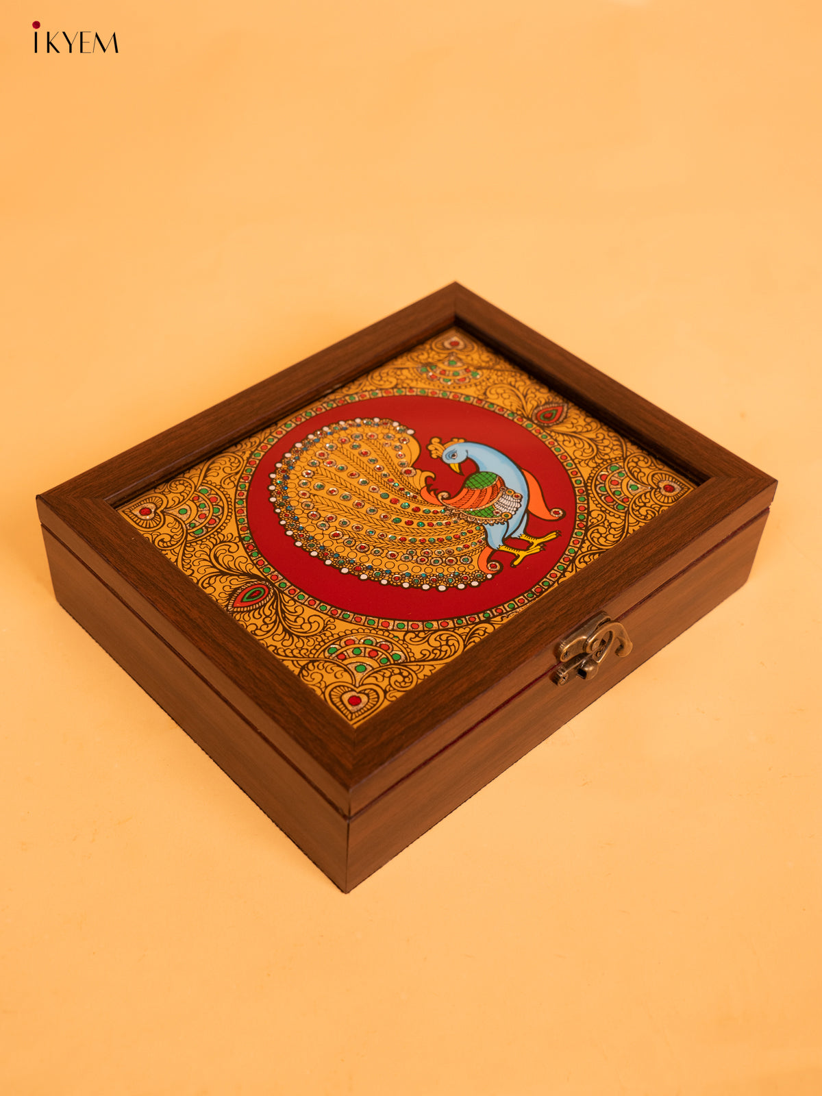 Reverse Glass Painted Jewel box (9x7) Annapakshi - KA07130