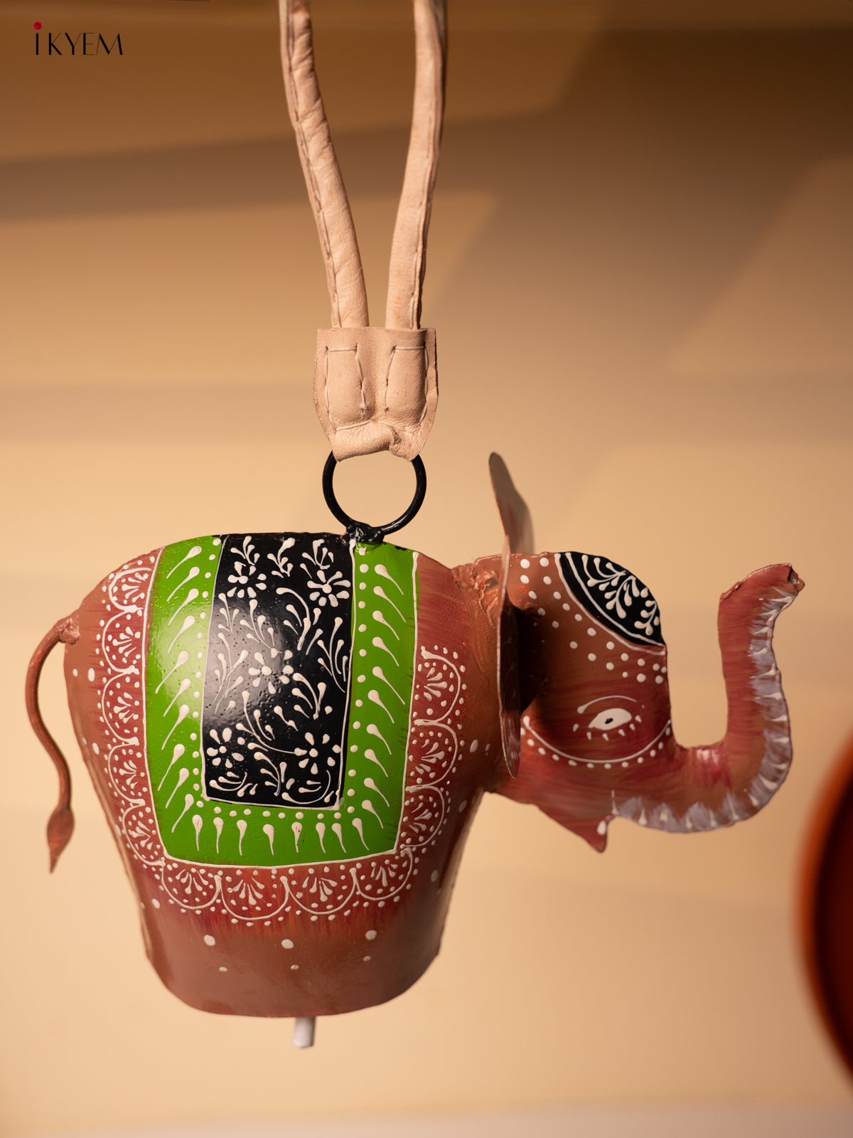 Hand Painted Elephant Shaped Cow Bell - KA11157