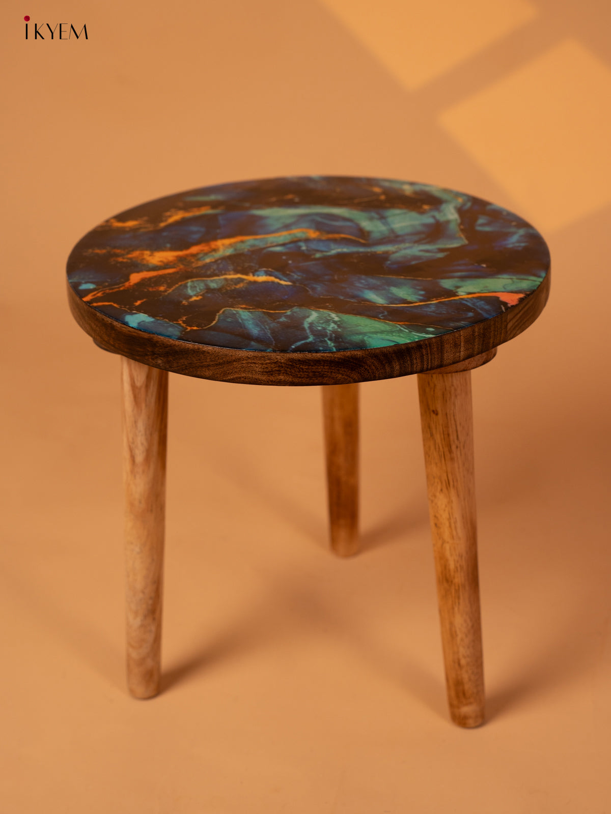 Wooden Centre Stool with Digital Printed Seater - Abstract - KA11160