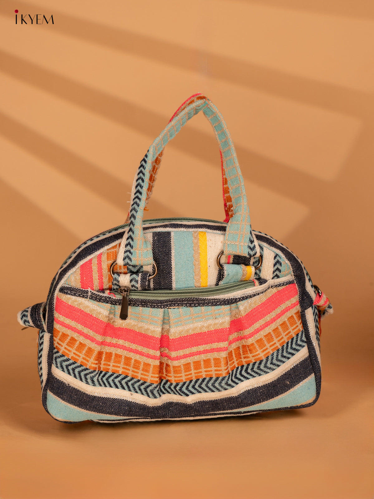 Printed Crushed Jute Sling Bag - Multicolour - KA18128