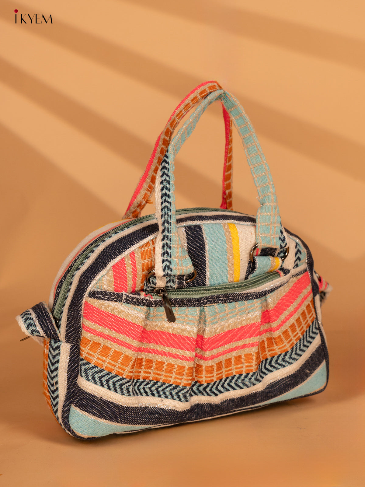 Printed Crushed Jute Sling Bag - Multicolour - KA18128