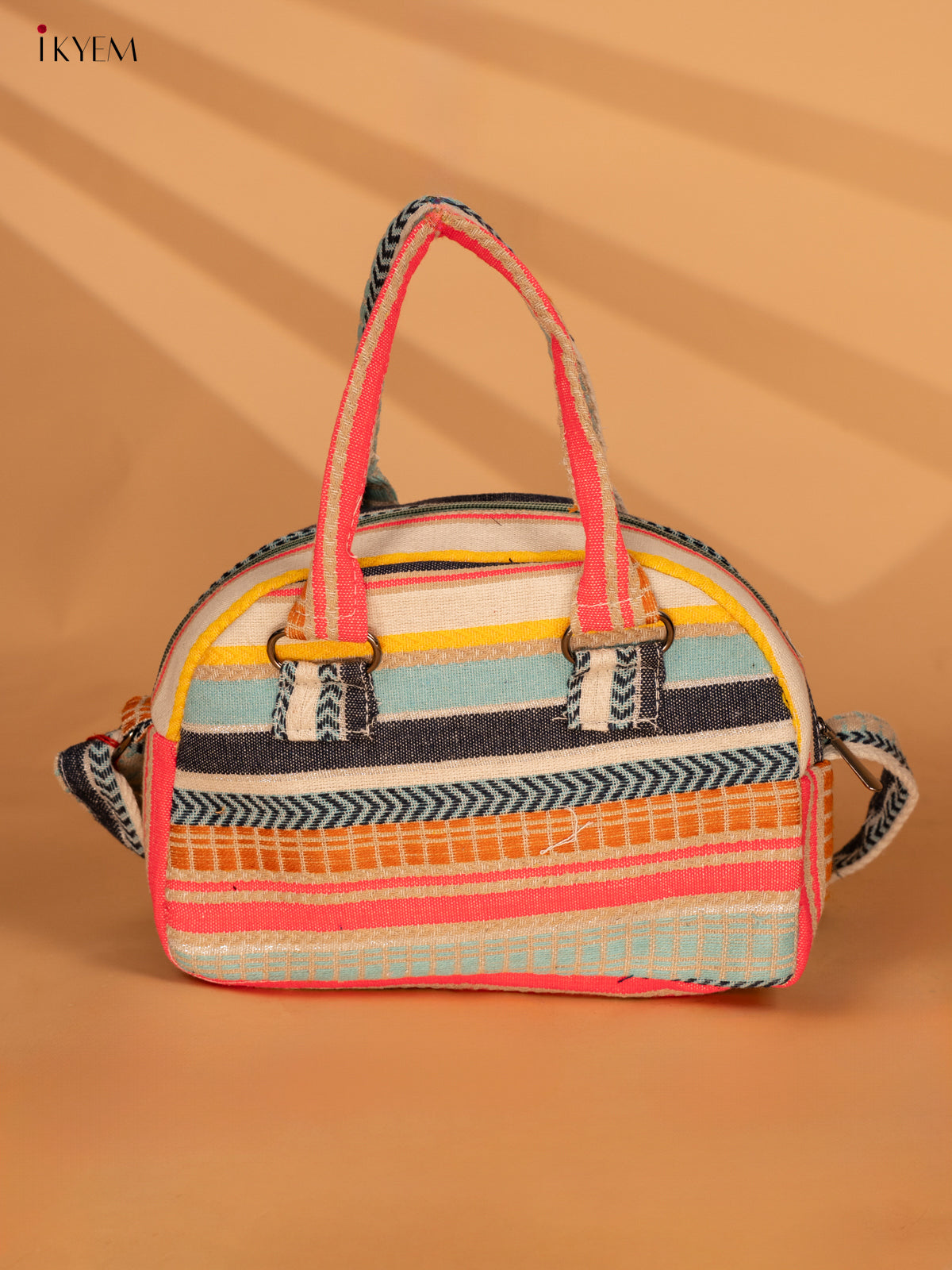 Printed Crushed Jute Sling Bag - Multicolour - KA18128