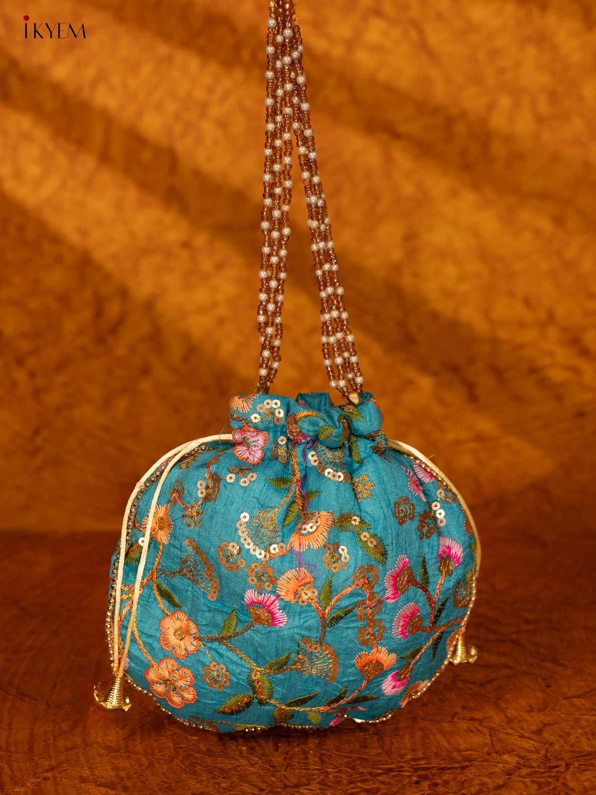 Designer Floral Potli Bag - Blue - KA18161