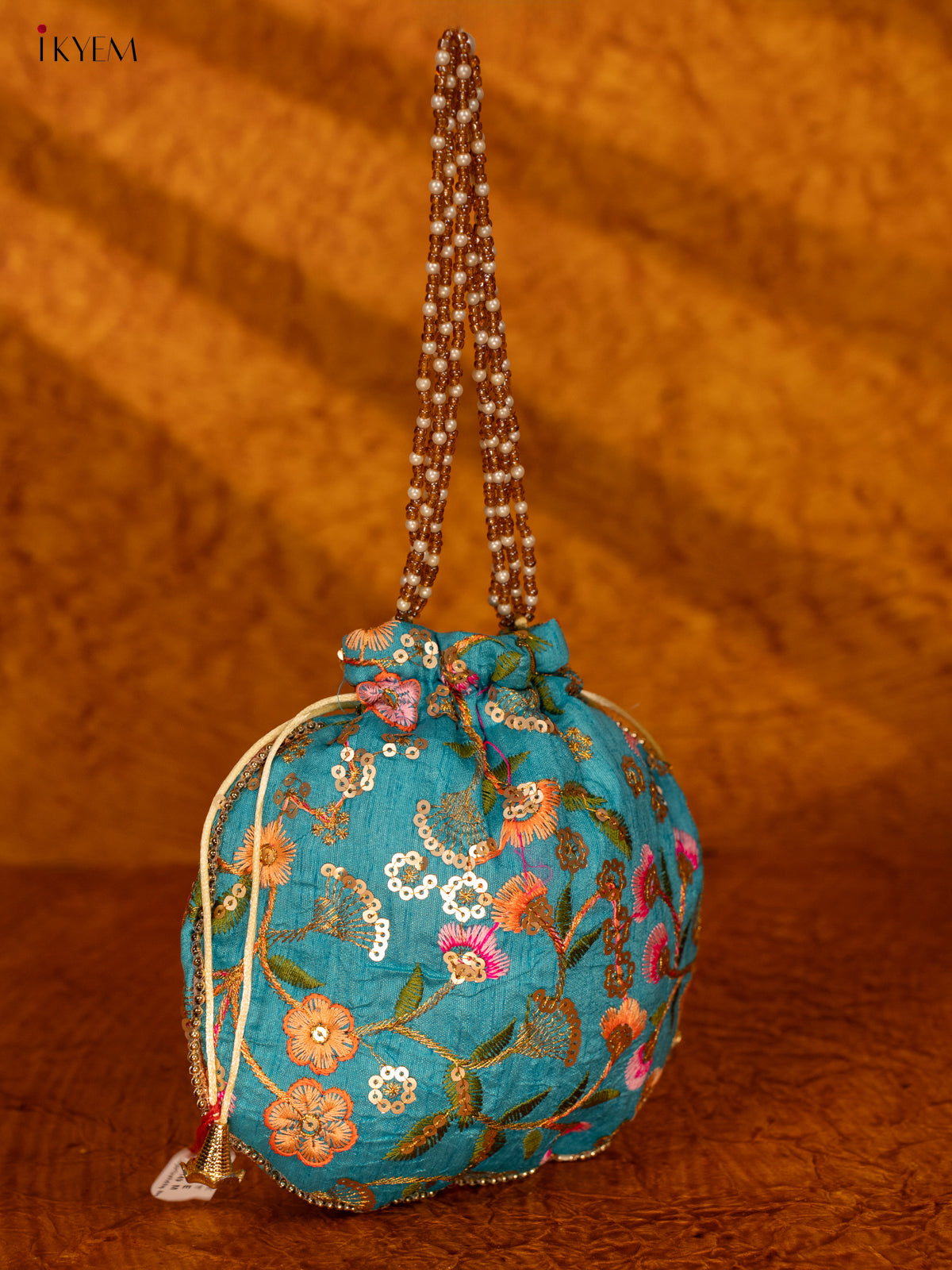 Designer Floral Potli Bag - Blue - KA18161