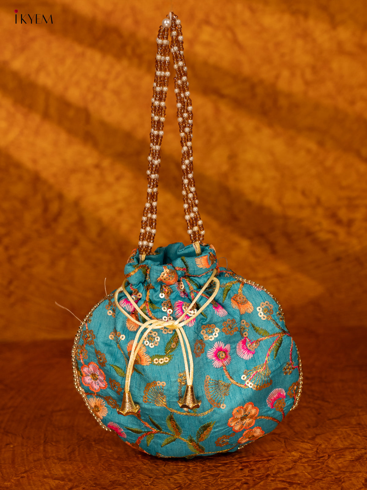 Designer Floral Potli Bag - Blue - KA18161