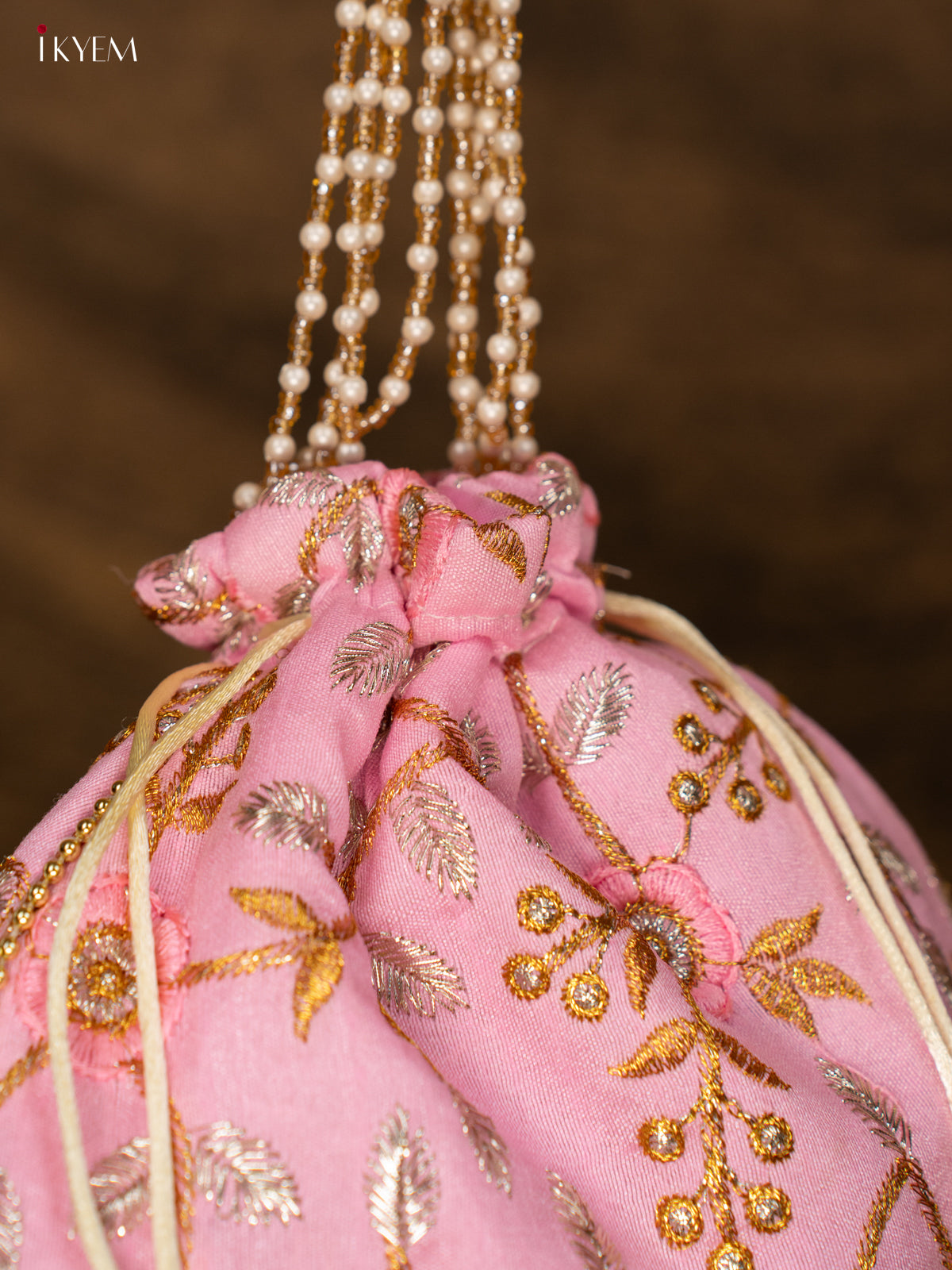 Designer Embroidered Potli Bag - Pink- KA18165