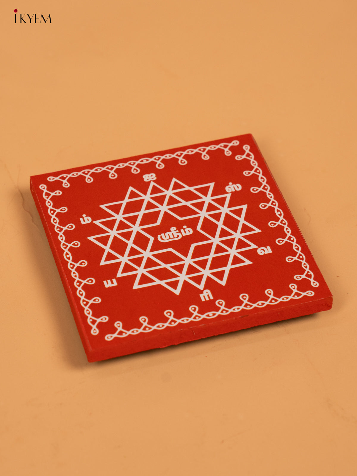 Wooden Square Kolam Manai (4x4) - Aishwarya Kolam - KA30114