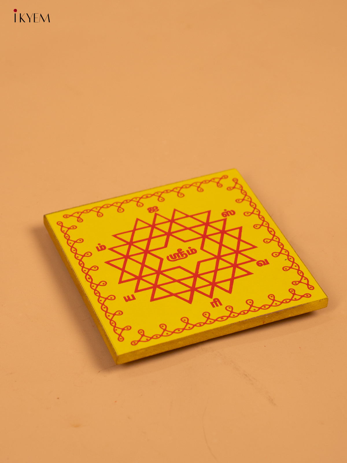 Wooden Square Kolam Manai (4x4) - Aishwarya Kolam - KA30114