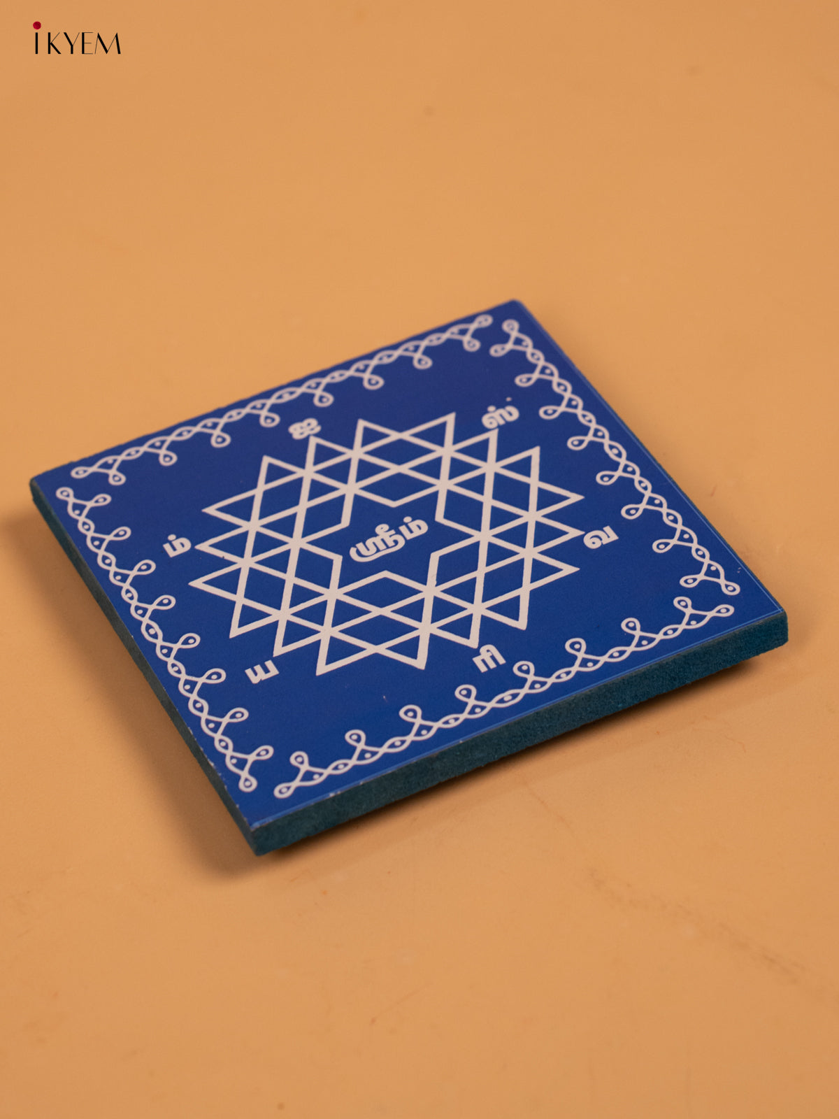 Wooden Square Kolam Manai (4x4) - Aishwarya Kolam - KA30114