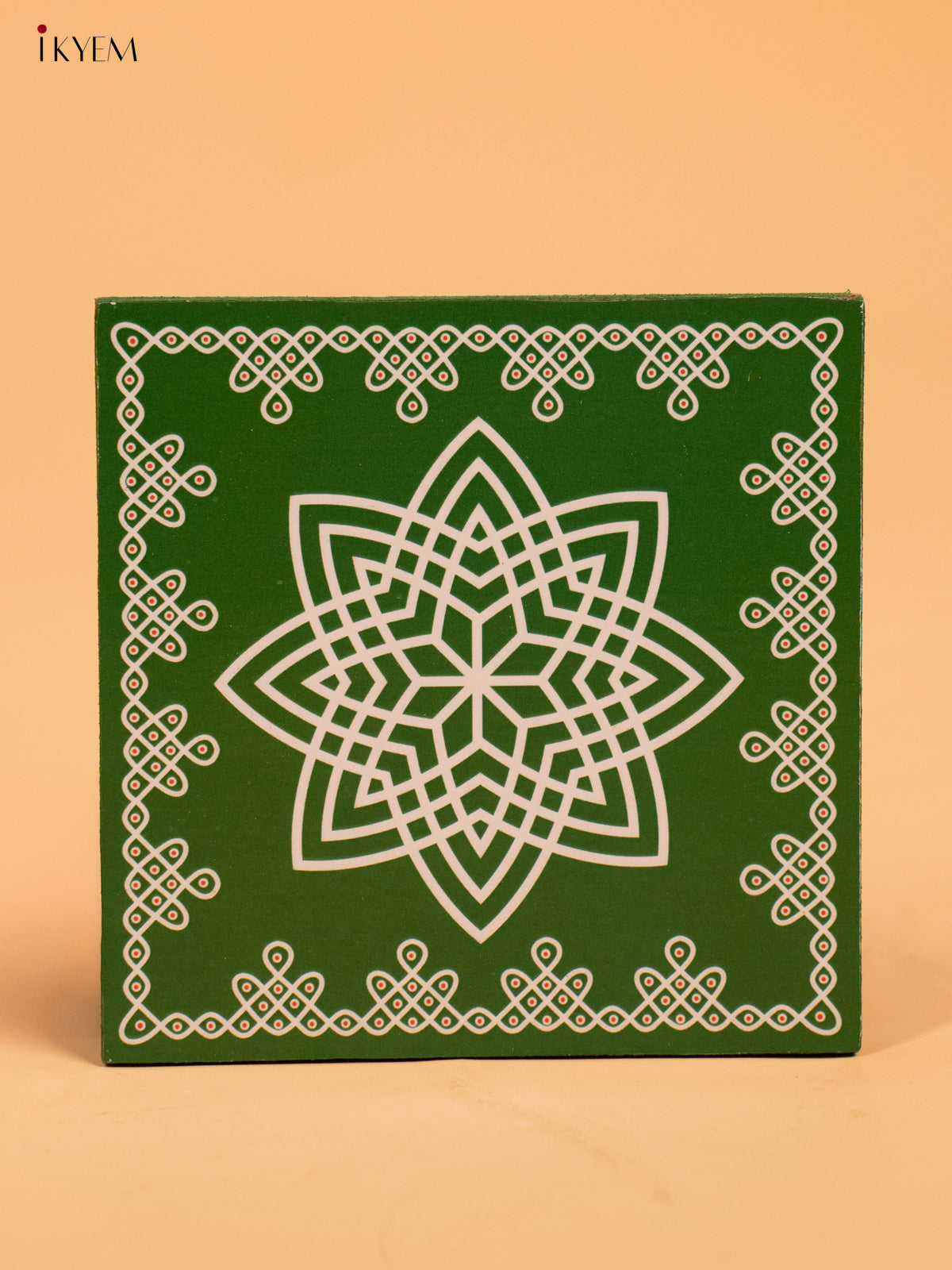 Wooden Square Kolam Manai (4x4) - Hrudaya Kamalam - Plain - KA30116