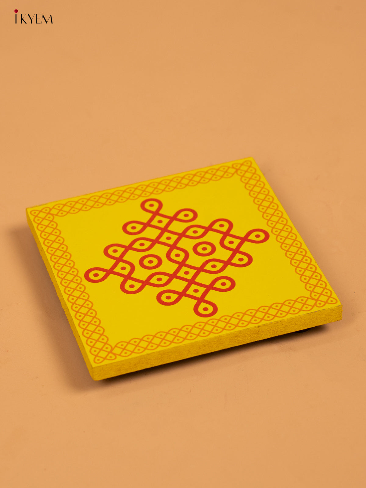 Wooden Square Kolam Manai (4x4) - Sikku Kolam - KA30119