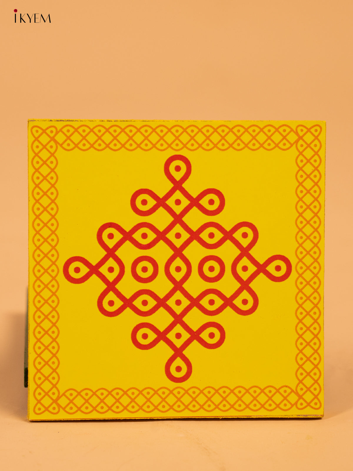 Wooden Square Kolam Manai (4x4) - Sikku Kolam - KA30119