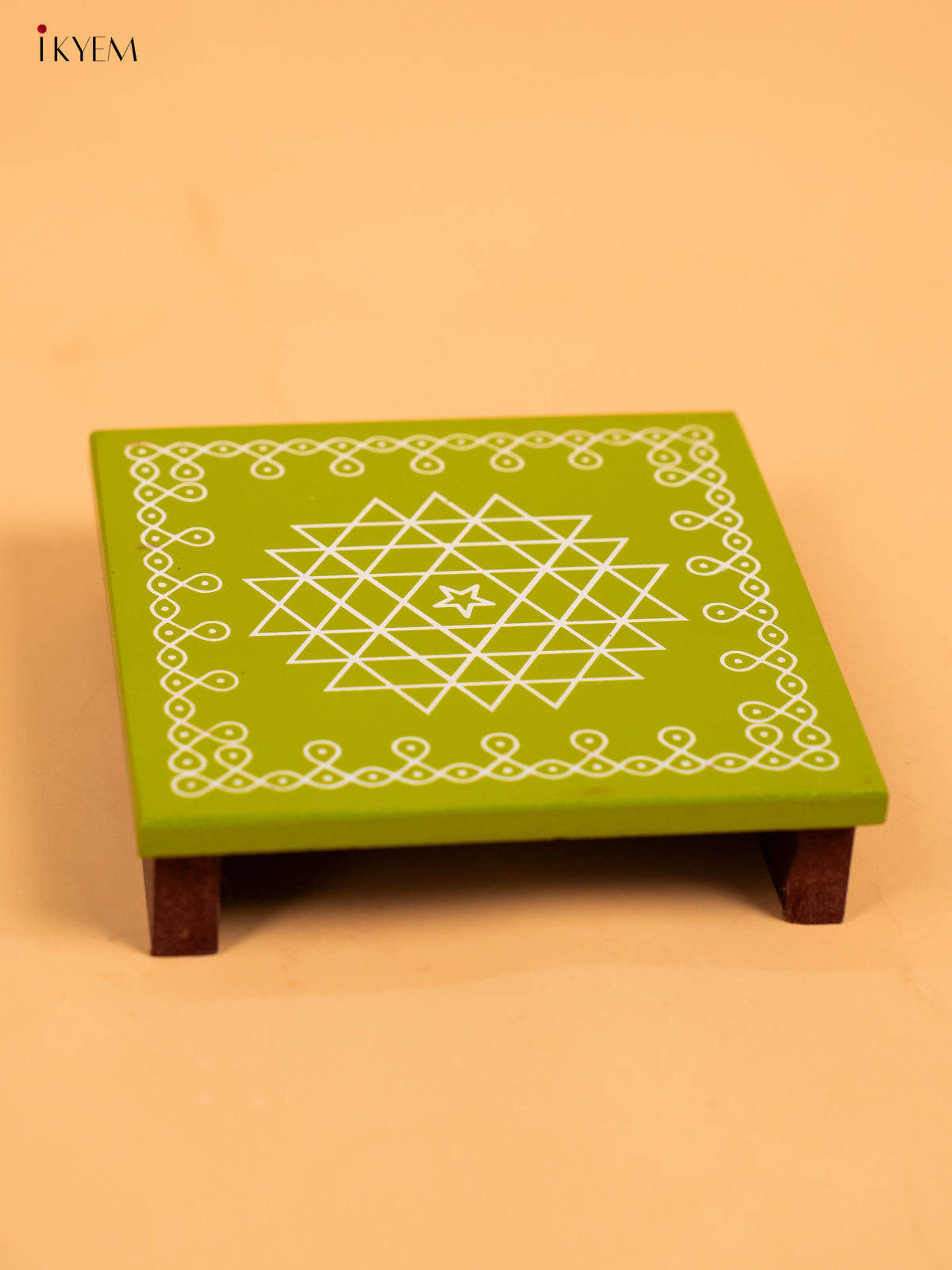 Wooden Square Kolam Manai (5x5) - Aishwarya Kolam - KA30120