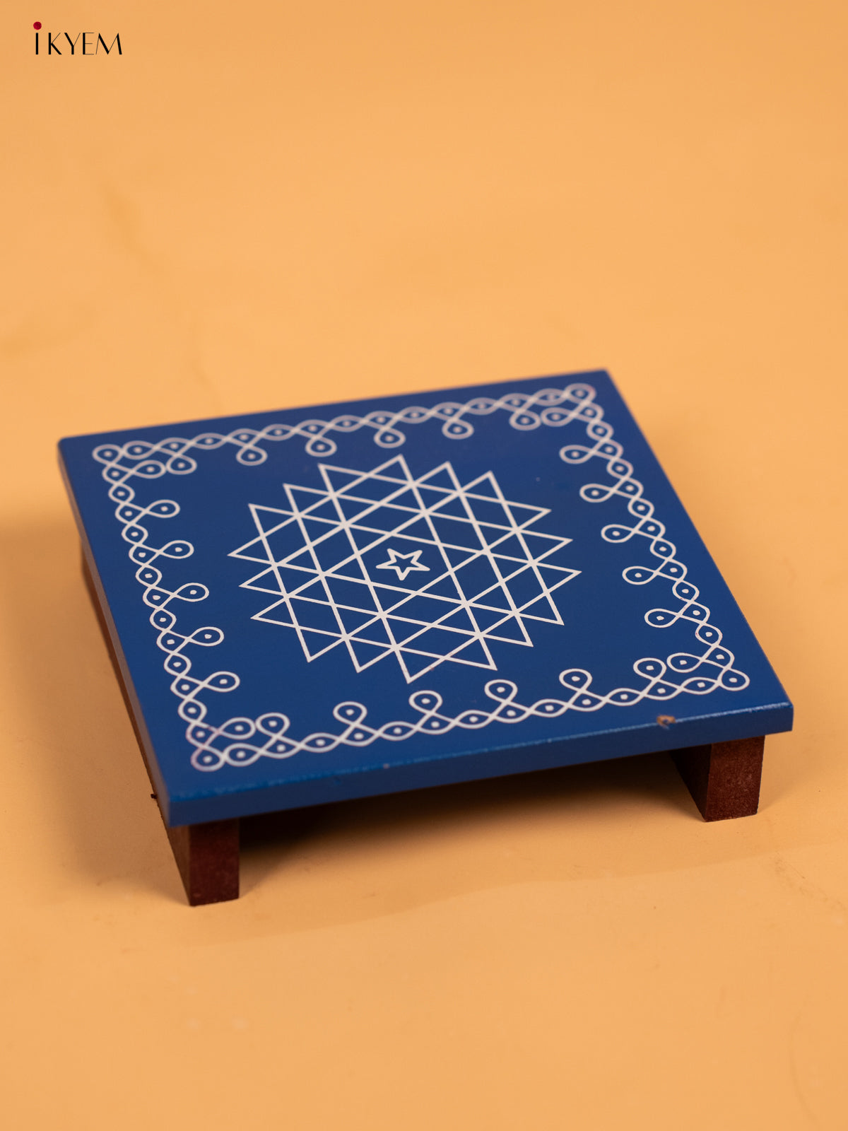 Wooden Square Kolam Manai (5x5) - Aishwarya Kolam - KA30120